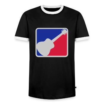 Rot Blau Gitarrist Gitarre - Männer Kontrast-T-Shirt - Schwarz/Weiß - Vorne - AI Model Female 172 light (172cm) & AI Model Male 178 light (178cm)