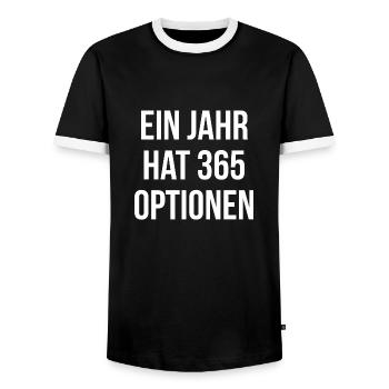 Ein Jahr hat 365 Optionen - Männer Kontrast-T-Shirt - Schwarz/Weiß - Vorne - AI Model Female 172 light (172cm) & AI Model Male 178 light (178cm)