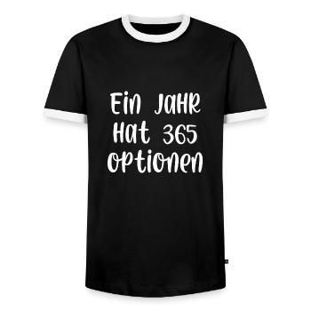 Ein Jahr hat 365 Optionen - Männer Kontrast-T-Shirt - Schwarz/Weiß - Vorne - AI Model Female 172 light (172cm) & AI Model Male 178 light (178cm)