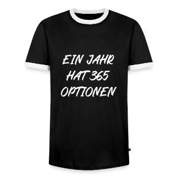 Ein Jahr hat 365 Optionen - Männer Kontrast-T-Shirt - Schwarz/Weiß - Vorne - AI Model Female 172 light (172cm) & AI Model Male 178 light (178cm)