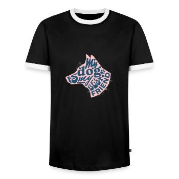 My Dog is My Best Friend - Men's Ringer Shirt - black/white - Front - AI Model Female 172 light (172cm) & AI Model Male 178 light (178cm)