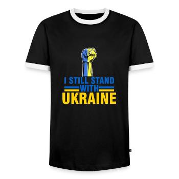 je suis encore soutiens Ukraine - support Ukraine - T-shirt contrasté Homme - noir/blanc - Devant - AI Model Female 172 light (172cm) & AI Model Male 178 light (178cm)