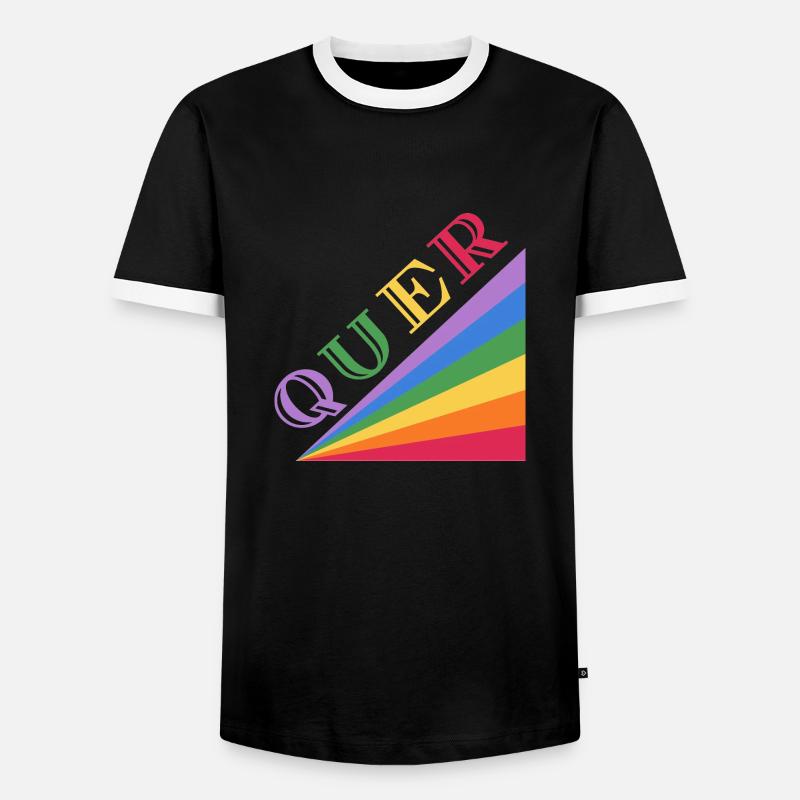 QUER Regenbogen - Männer Kontrast-T-Shirt - Schwarz/Weiß