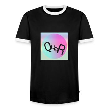 QUER - Männer Kontrast-T-Shirt - Schwarz/Weiß - Vorne - AI Model Female 172 light (172cm) & AI Model Male 178 light (178cm)