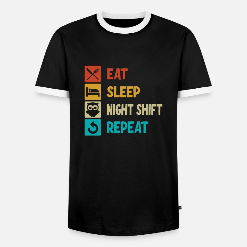 Eat Sleep Night Shift Repeat - Men's Ringer Shirt - black/white