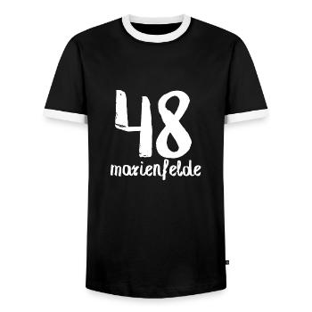 48 marienfelde Berlin - Männer Kontrast-T-Shirt - Schwarz/Weiß - Vorne - AI Model Female 172 light (172cm) & AI Model Male 178 light (178cm)