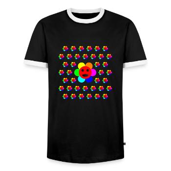 Psycho-Flower - Art optique - T-shirt contrasté Homme - noir/blanc - Devant - AI Model Female 172 light (172cm) & AI Model Male 178 light (178cm)