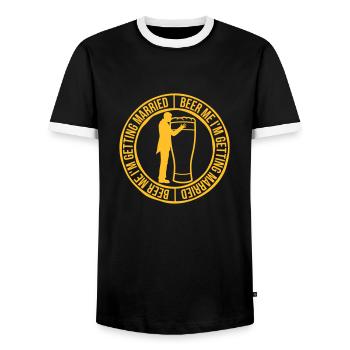 Beer Me Getting Married - Men's Ringer Shirt - black/white - Front - AI Model Female 172 light (172cm) & AI Model Male 178 light (178cm)