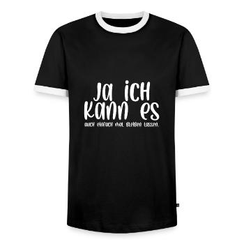 Ja ich kann es auch einfach mal bleiben lassen - Männer Kontrast-T-Shirt - Schwarz/Weiß - Vorne - AI Model Female 172 light (172cm) & AI Model Male 178 light (178cm)