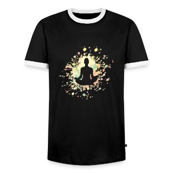 Yoga Méditation Couleur Splash - T-shirt contrasté Homme - noir/blanc - Devant - AI Model Female 172 light (172cm) & AI Model Male 178 light (178cm)