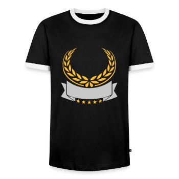 Banner Laurel Wreath Stars Empty - Men's Ringer Shirt - black/white - Front - AI Model Female 172 light (172cm) & AI Model Male 178 light (178cm)