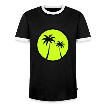 Palm trees - Men's Ringer Shirt - black/white - Front - AI Model Female 172 light (172cm) & AI Model Male 178 light (178cm)