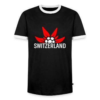 Gentiane suisse - T-shirt contrasté Homme - noir/blanc - Devant - AI Model Female 172 light (172cm) & AI Model Male 178 light (178cm)