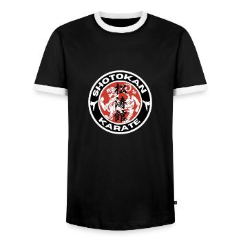 Shotokan Karate - Men's Ringer Shirt - black/white - Front - AI Model Female 172 light (172cm) & AI Model Male 178 light (178cm)