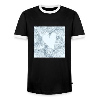Feuilles cœur - T-shirt contrasté Homme - noir/blanc - Devant - AI Model Female 172 light (172cm) & AI Model Male 178 light (178cm)