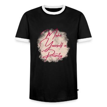 Make yourslef a priority - T-shirt contrasté Homme - noir/blanc - Devant - AI Model Female 172 light (172cm) & AI Model Male 178 light (178cm)