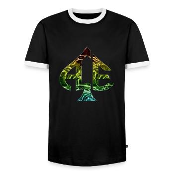 Ace of Spades Casino Poker Kartenspiele Geld Glück - Männer Kontrast-T-Shirt - Schwarz/Weiß - Vorne - AI Model Female 172 light (172cm) & AI Model Male 178 light (178cm)