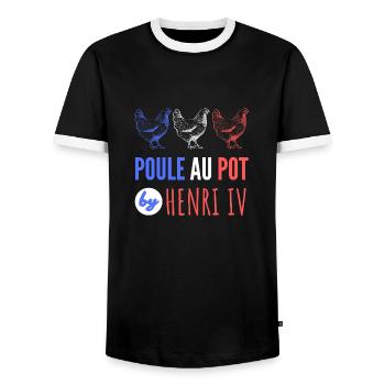 poule au pot by Henry IV - T-shirt contrasté Homme - noir/blanc - Devant - AI Model Female 172 light (172cm) & AI Model Male 178 light (178cm)
