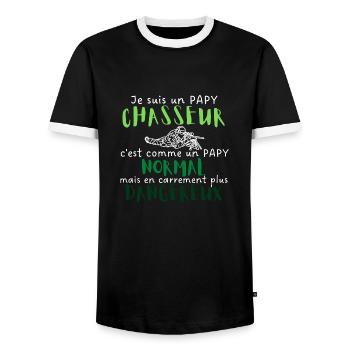 Je suis un papy chasseur comme un papy normal - T-shirt contrasté Homme - noir/blanc - Devant - AI Model Female 172 light (172cm) & AI Model Male 178 light (178cm)