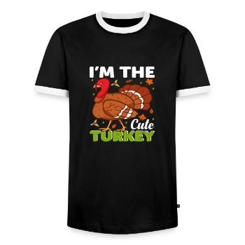 I ́m the cute Turkey - Men's Ringer Shirt - black/white - Front - AI Model Female 172 light (172cm) & AI Model Male 178 light (178cm)