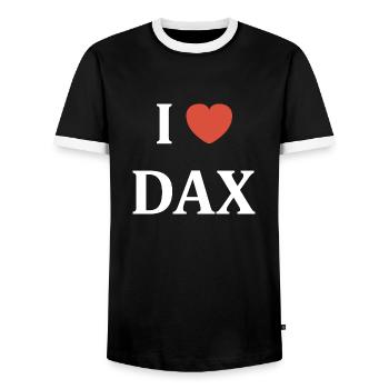 i love Dax - T-shirt contrasté Homme - noir/blanc - Devant - AI Model Female 172 light (172cm) & AI Model Male 178 light (178cm)