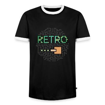 Retro Text & Maze Shooter Spiel - Männer Kontrast-T-Shirt - Schwarz/Weiß - Vorne - AI Model Female 172 light (172cm) & AI Model Male 178 light (178cm)
