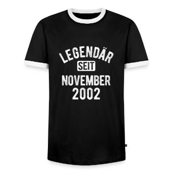 20. Geburtstag Geschenk 20 Jahre Legendär seit Nov - Männer Kontrast-T-Shirt - Schwarz/Weiß - Vorne - AI Model Female 172 light (172cm) & AI Model Male 178 light (178cm)