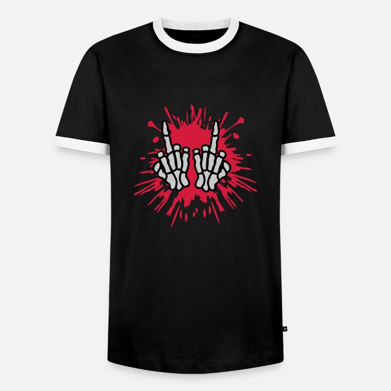 Farbklecks Mittelfinger Knochen Hände - Männer Kontrast-T-Shirt - Schwarz/Weiß