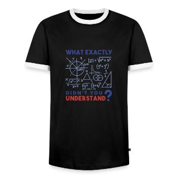 What exactly do you not understand? Math freak. - Men's Ringer Shirt - black/white - Front - AI Model Female 172 light (172cm) & AI Model Male 178 light (178cm)