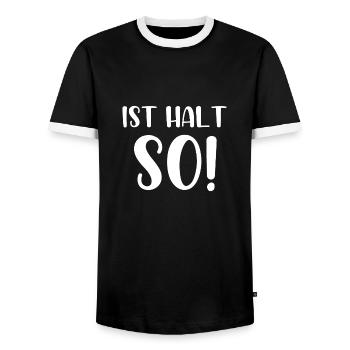 Ist halt so - Männer Kontrast-T-Shirt - Schwarz/Weiß - Vorne - AI Model Female 172 light (172cm) & AI Model Male 178 light (178cm)