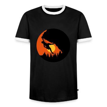 Silhouette d’escalade du soir au soleil - T-shirt contrasté Homme - noir/blanc - Devant - AI Model Female 172 light (172cm) & AI Model Male 178 light (178cm)
