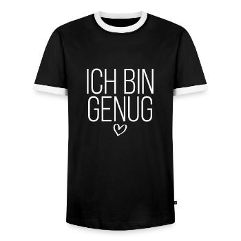 Ich bin genug - Männer Kontrast-T-Shirt - Schwarz/Weiß - Vorne - AI Model Female 172 light (172cm) & AI Model Male 178 light (178cm)