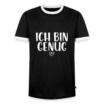 Ich bin genug - Männer Kontrast-T-Shirt - Schwarz/Weiß - Vorne - AI Model Female 172 light (172cm) & AI Model Male 178 light (178cm)