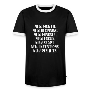 New month beginning mindset focus start - Männer Kontrast-T-Shirt - Schwarz/Weiß - Vorne - AI Model Female 172 light (172cm) & AI Model Male 178 light (178cm)