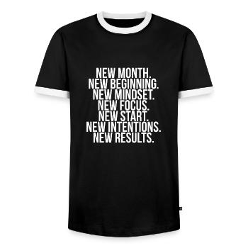 New month beginning mindset focus start - Männer Kontrast-T-Shirt - Schwarz/Weiß - Vorne - AI Model Female 172 light (172cm) & AI Model Male 178 light (178cm)