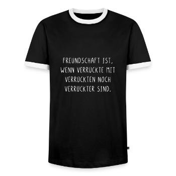 Freundschaft wenn verrückte noch verrückter sind - Männer Kontrast-T-Shirt - Schwarz/Weiß - Vorne - AI Model Female 172 light (172cm) & AI Model Male 178 light (178cm)