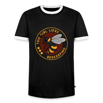Fille aime l'apiculture Miel Citation ironique Abe - T-shirt contrasté Homme - noir/blanc - Devant - AI Model Female 172 light (172cm) & AI Model Male 178 light (178cm)