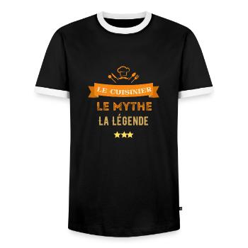 le cuisinier le mythe la légende - T-shirt contrasté Homme - noir/blanc - Devant - AI Model Female 172 light (172cm) & AI Model Male 178 light (178cm)