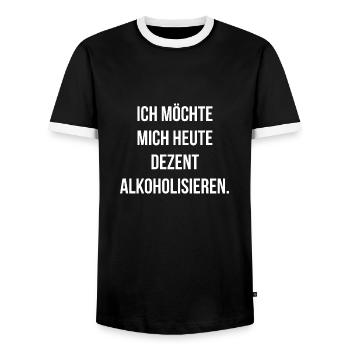 Ich möchte mich heute dezent alkoholisieren - Männer Kontrast-T-Shirt - Schwarz/Weiß - Vorne - AI Model Female 172 light (172cm) & AI Model Male 178 light (178cm)