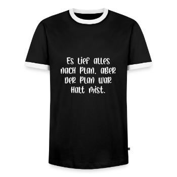 Es lief alles nach Plan aber der Plan war Mist - Männer Kontrast-T-Shirt - Schwarz/Weiß - Vorne - AI Model Female 172 light (172cm) & AI Model Male 178 light (178cm)