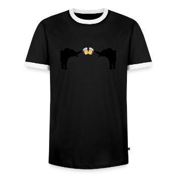 2 Toast à la bière d’éléphant - T-shirt contrasté Homme - noir/blanc - Devant - AI Model Female 172 light (172cm) & AI Model Male 178 light (178cm)
