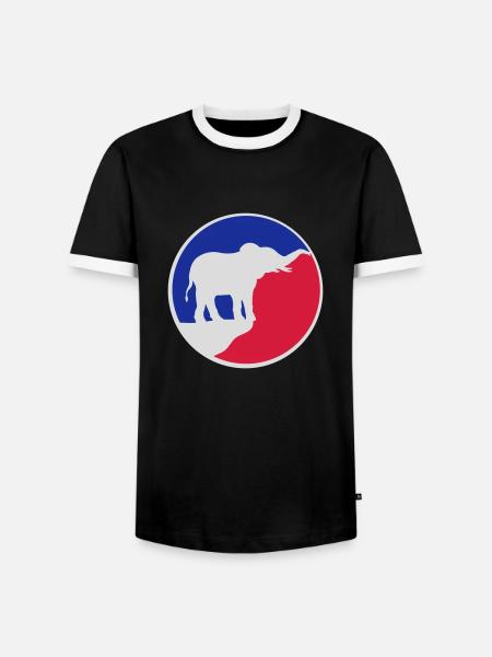Elephant Silhouette Cliff Moon - Men's Ringer Shirt - black/white