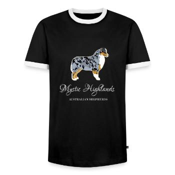 Mystic Highlands Berger australien police blanche - T-shirt contrasté Homme - noir/blanc - Devant - AI Model Female 172 light (172cm) & AI Model Male 178 light (178cm)