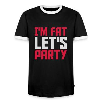 im fat lets party - Männer Kontrast-T-Shirt - Schwarz/Weiß - Vorne - AI Model Female 172 light (172cm) & AI Model Male 178 light (178cm)