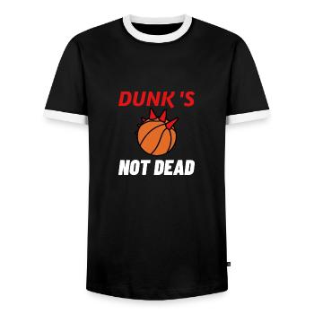 DUNK'S NOT DEAD ! (basketball, punk) - Jeux de mot - T-shirt contrasté Homme - noir/blanc - Devant - AI Model Female 172 light (172cm) & AI Model Male 178 light (178cm)
