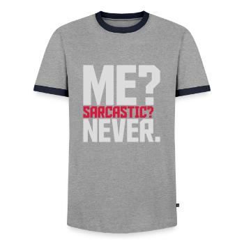 me sarcastic never quote - Men's Ringer Shirt - grey/navy  - Front - AI Model Female 172 light (172cm) & AI Model Male 178 light (178cm)