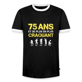 75 Ans Cadeau Homme Humour Papy - T-shirt contrasté Homme - noir/blanc - Devant - AI Model Female 172 light (172cm) & AI Model Male 178 light (178cm)