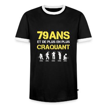 Cadeau homme anniversaire Homme humour papy 79 ans - T-shirt contrasté Homme - noir/blanc - Devant - AI Model Female 172 light (172cm) & AI Model Male 178 light (178cm)