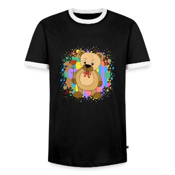 Teddy bear - Men's Ringer Shirt - black/white - Front - AI Model Female 172 light (172cm) & AI Model Male 178 light (178cm)