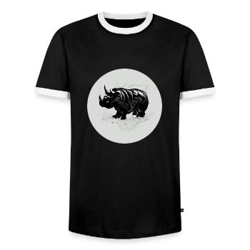 SanctumX black rhino - Men's Ringer Shirt - black/white - Front - AI Model Female 172 light (172cm) & AI Model Male 178 light (178cm)